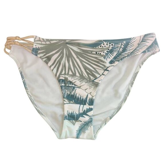 Aerie Green and Gold Print Bikini Bottoms NWT Size Small Full Coverage Bottoms - Picture 1 of 13